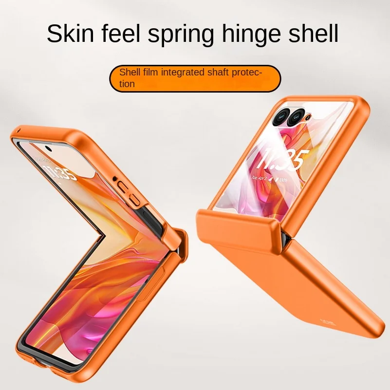 Tempered Glass Film Protective Case with Spring Hinge and Full Lens Camera Protection