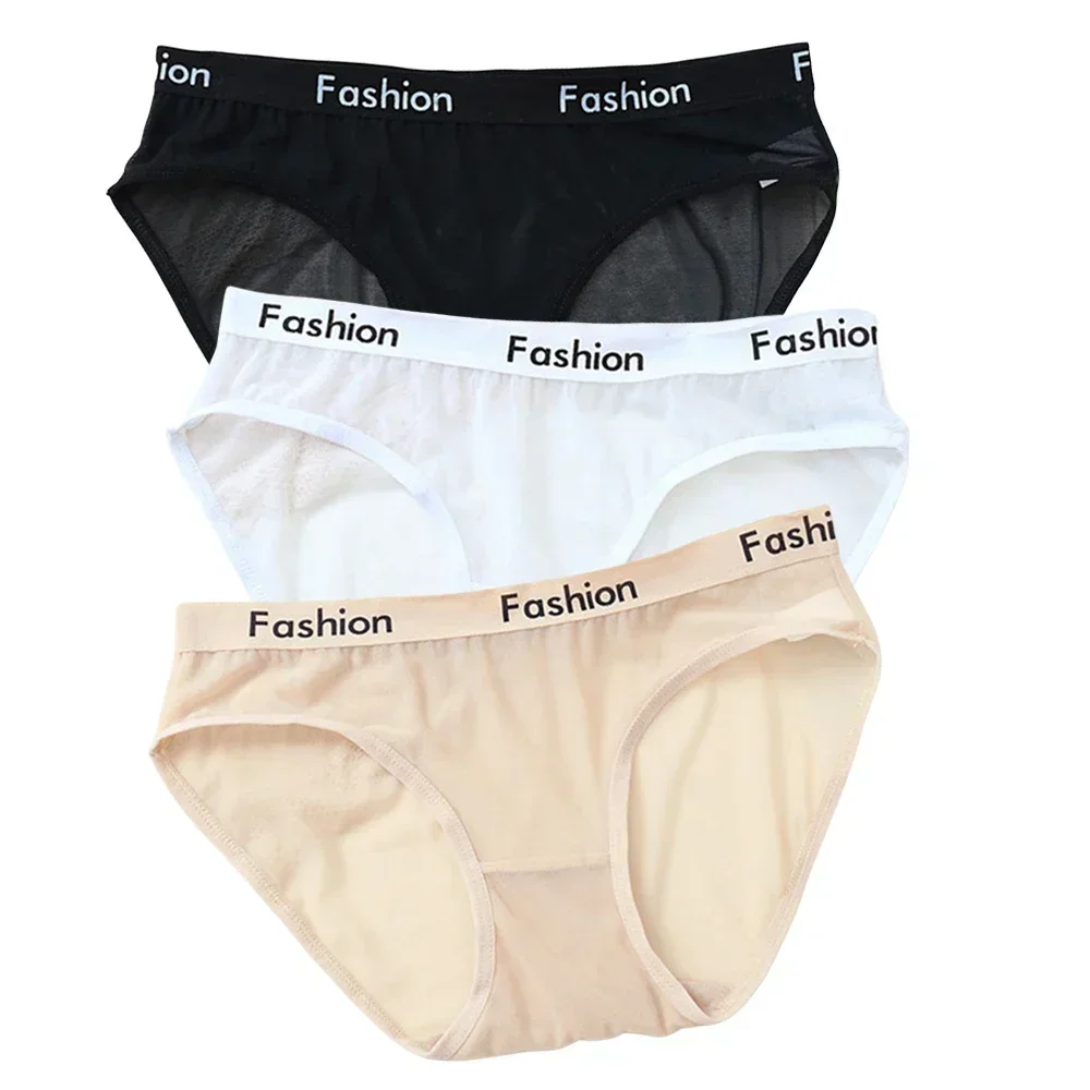 3Pcs/Set Fully Transparent Sexy Women Underwear See Through Thin Panties Low Waist Sheer Briefs Lingerie Female Pantys