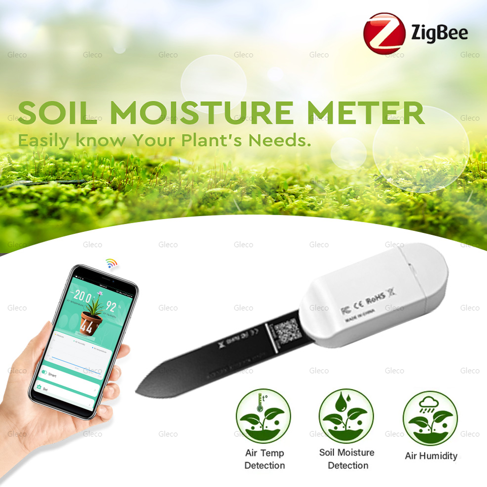ZigBee Soil Moisture Meter Sensor Temperature and Humidity Detection Thermo Hygrometer Garden Automation Irrigation Detector