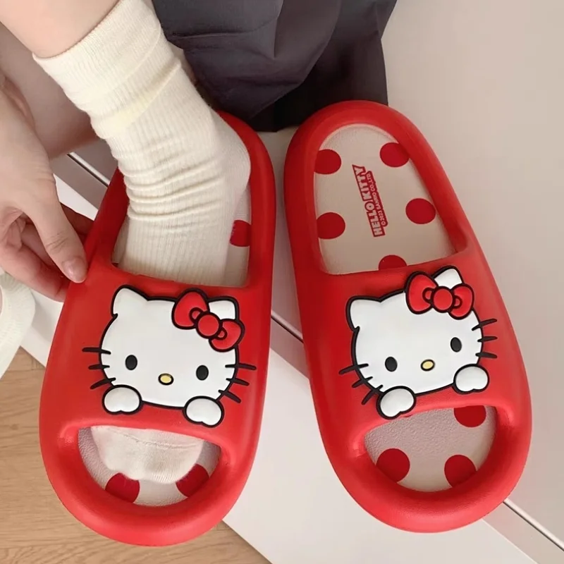 

Новинка, Симпатичные Сандалии Sanrio Hello Kitty, сандалии с аниме рисунком My Melody Cinnamoroll для ванной, домашние Нескользящие сандалии, игрушка Y2k