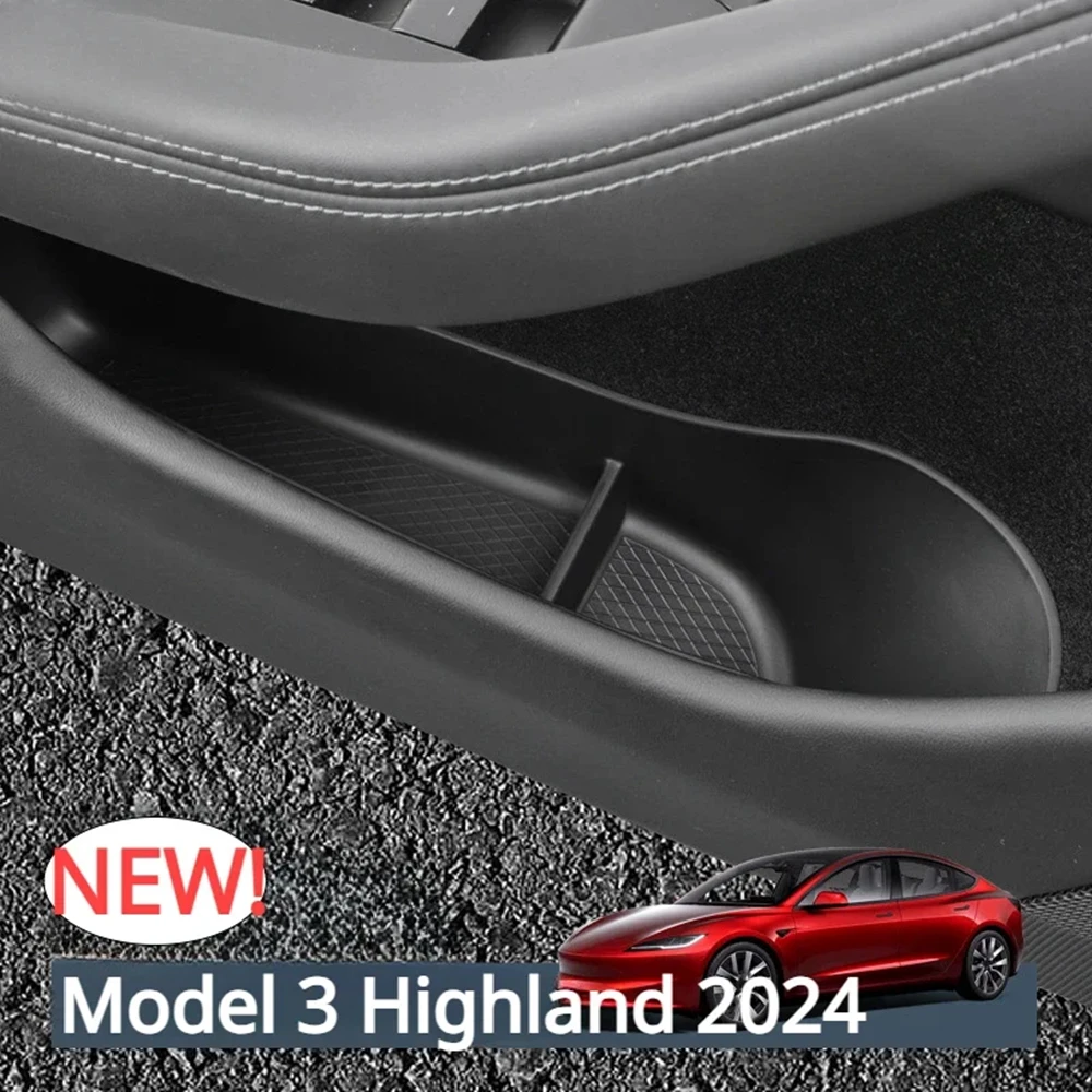 

4Pcs Car Door Side Storage Box For Tesla New Model 3 Highland 2024 Door Armrest Umbrella Trash Can TPE New Model 3+ Accessories