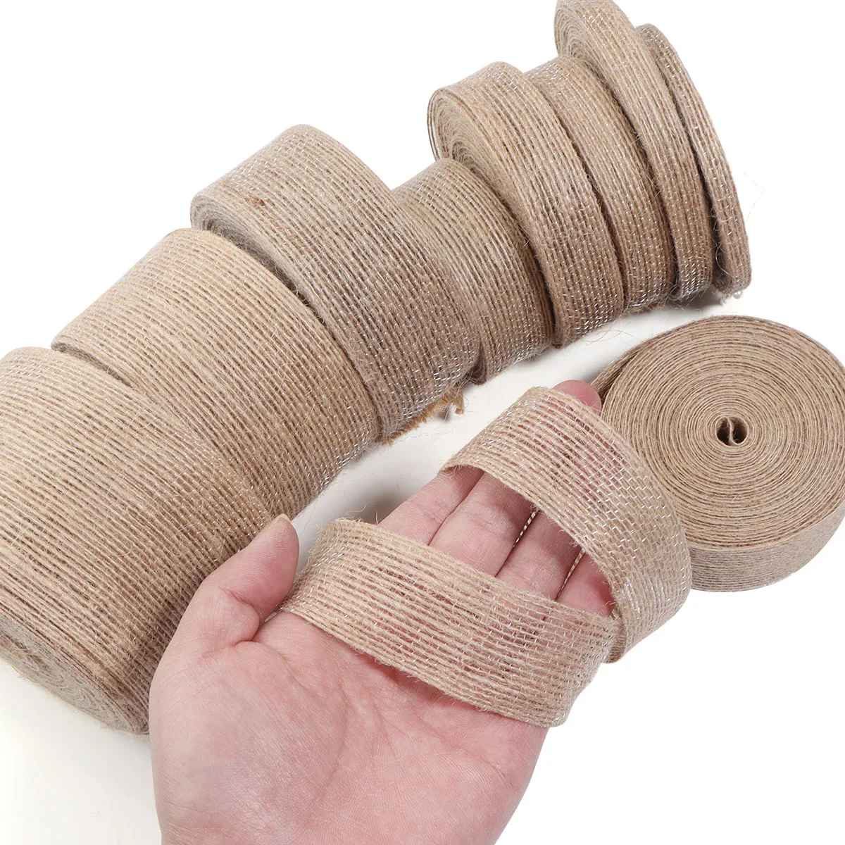 Jute Burlap Ribbon Vintage Plain Linen Fabric Ribbon For Weddings Party Christmas Decoration DIY Bouquet Gifts Packaging 1-10M