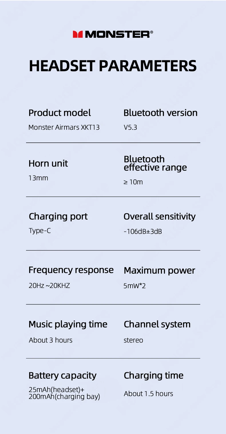Monster XKT13 nouveaux écouteurs bluetooth sans fil son HIFI