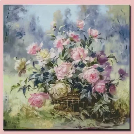 

Rose flower basket Sewing kit 18CT 16CT 14CT Unprinted Cross Stitch Kits Embroidery Art DIY Handmade Needlework Home Decor