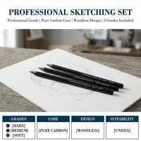 3PCS Sketching Tools Hard Medium Soft Charcoal Pencils Woodless Pure Carbon Woodless Charcoals 5.7inch Drawing Pencils Artists 4