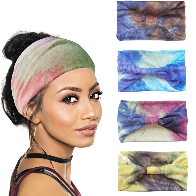 

Europe and The United States Ultra Wide 15cm Tie Dye Elastic Yoga Sports Absorbent Waist Hair Band Women's Headband