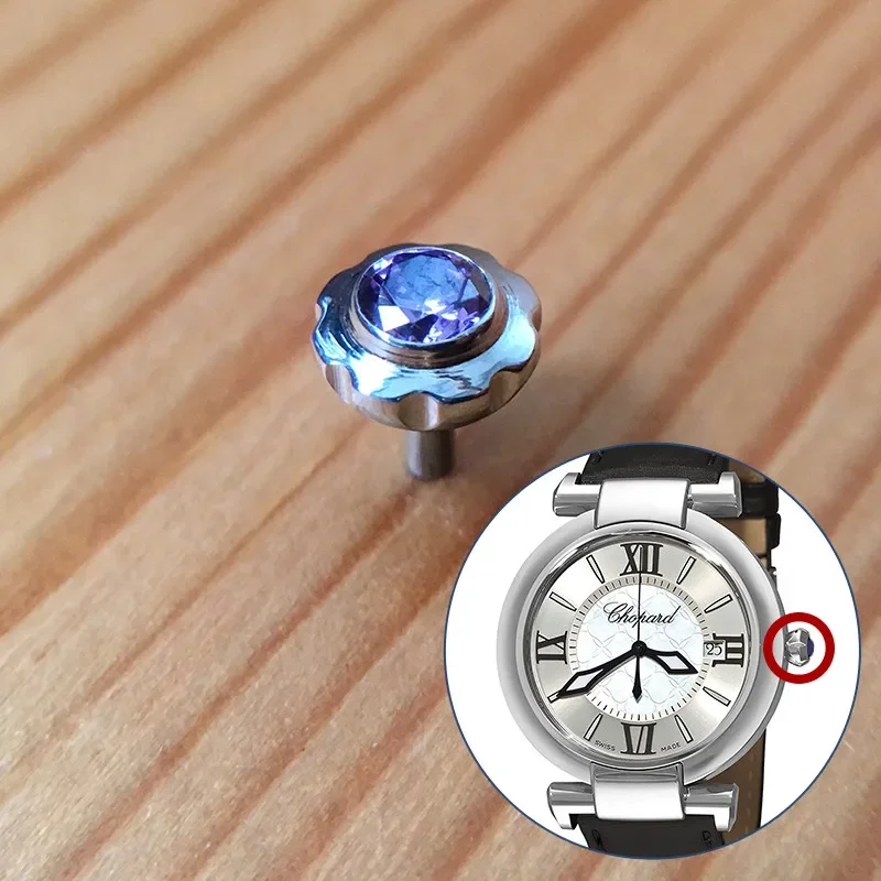 Corona Dell'Orologio Con Pietre Preziose Viola Per Orologio Chopard Imperiale Da 40Mm