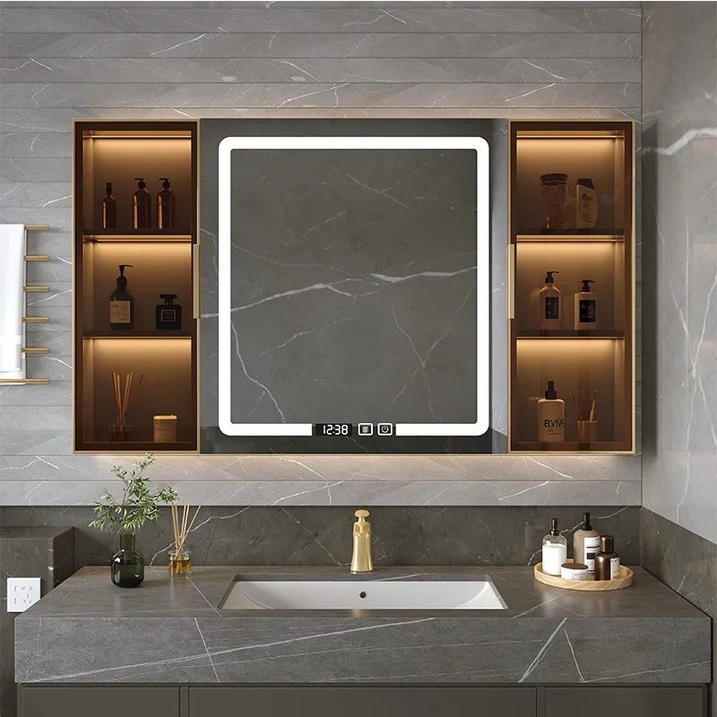 Armadietti a specchio per bagno organizzatore per armadio moderno archiviazione intelligente armadi a specchio a Led Display Organizador De Joyas decorazione per la casa