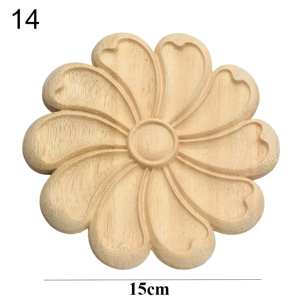 Natural Floral Carved Wooden Decorative Figurine Craft Frame and Corner Applique