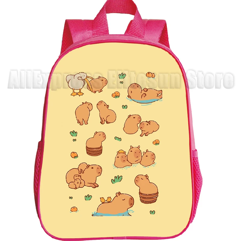 Cartoon Capybara Backpacks for Cute Kindergarten Children's Schoolbag Waterproof Kids Book Mochila Boys Girls Animal Bag 5