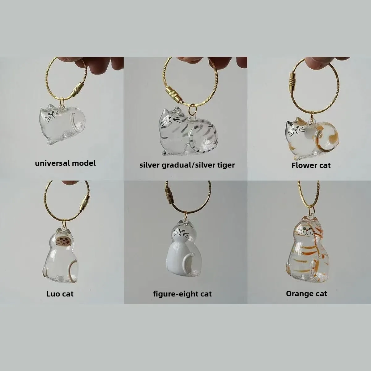 Cat Keychain Pendant – Ginger Calico/Siamese Cat Hair Storage Box Travel Accessory 2