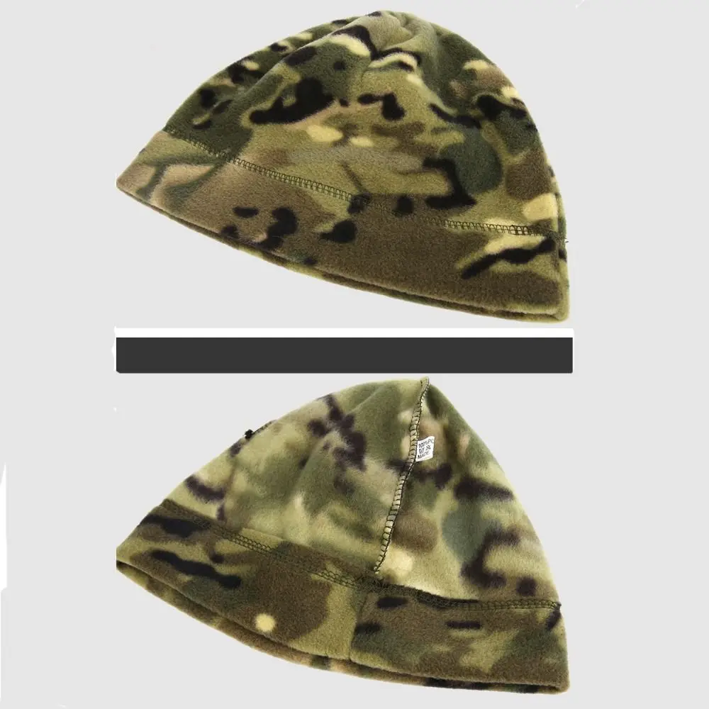 Windproof Fleece Hats Winter Warm Camouflage Thickened Thermal Tactical Hat Elastic Breathable Ski Baggy Hat 3