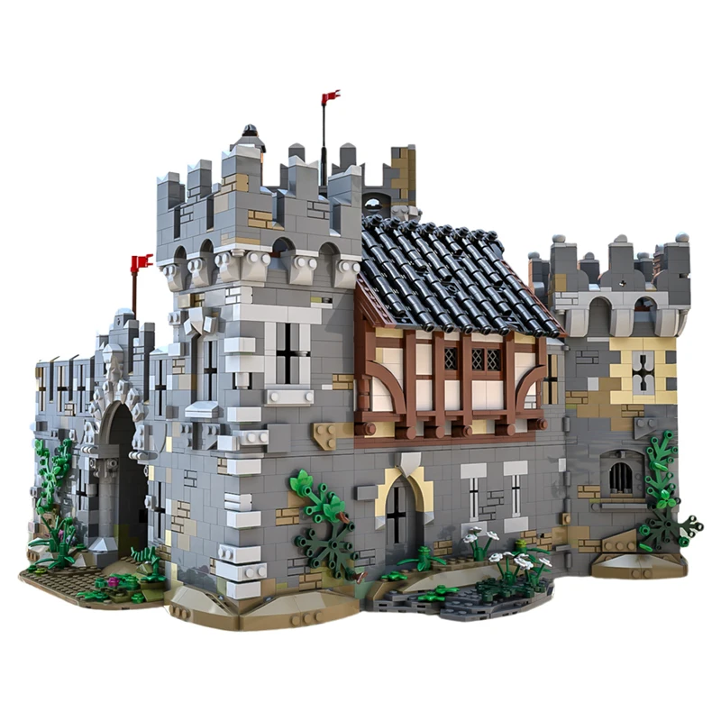 Moc Lion Castle Fortress Architecture Model Building Block Set Retro Medievale 31120 Knight Battles Castle For Kids Toys Gift