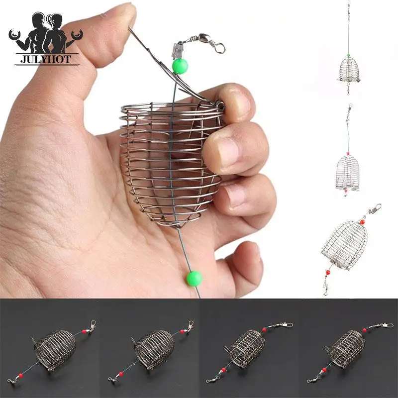1pcs Fishing Bait Casters Stainless Steel Bait Thrower Cage Basket