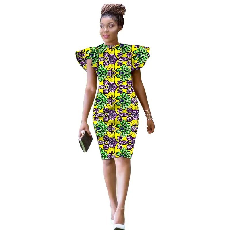 Hand Cut Nigerian Style O-Neck Dress Single Layer African Print Raglan Sleeve Design Porpop Hand Cut Nigerian Style O-Neck Dress Single Layer African Print Raglan Sleeve Design Porpop