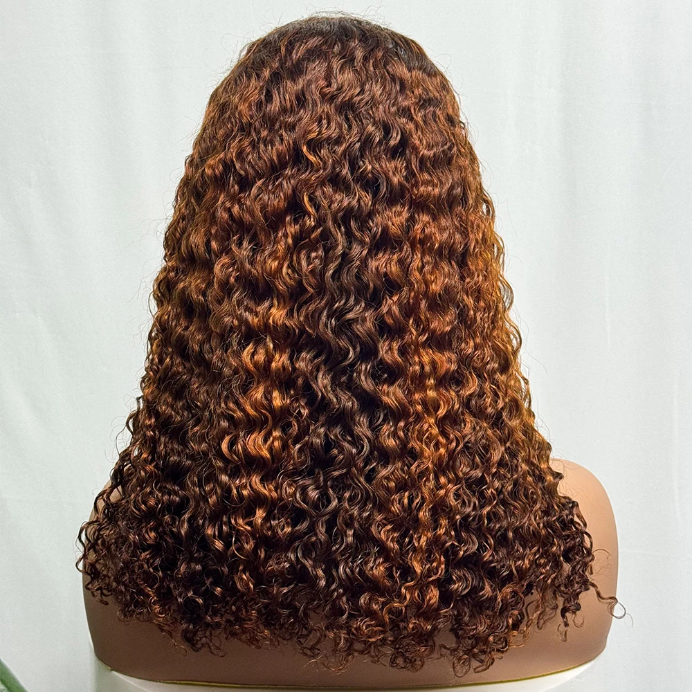 5x5 Lace 300% Density  Water Wave Deep Curly Hair Wig Double Drawn Human Hair Wig Transparent Lace Front Wig for Black Women