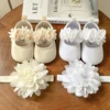 2pcs/Set Baby Girls Sandals Summer Shoes Outdoor First Walker Toddler Girls Shoes For Summer Newborn Baby Girl Princess Mary Jan 2