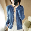 Women's Cardigan Sweater O-neck Spring And Autumn Knitted Cashmere Cardigan Solid Color Single Breasted Women's Basic Top 2024 4
