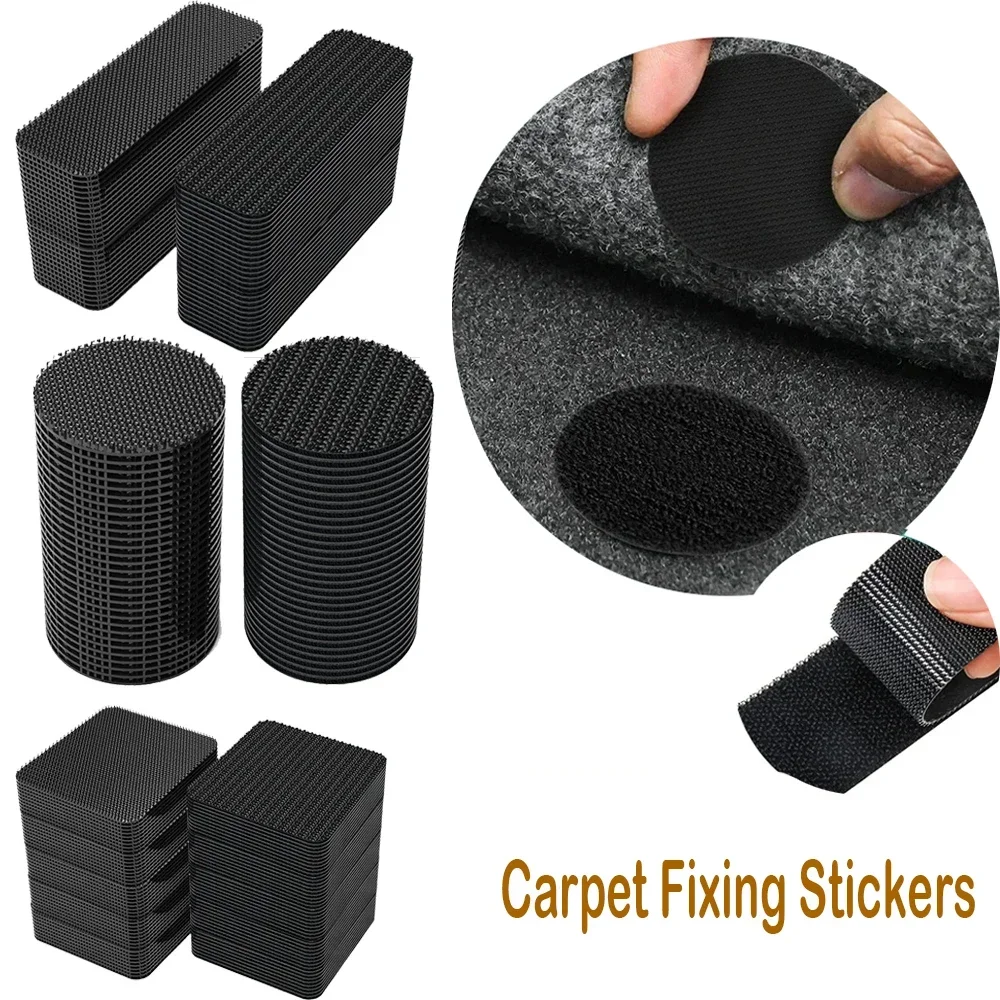 10 Pairs Car Carpet Patches Double Faced High Adhesive Carpet Fixing Stickers Home Floor Foot Mats Anti Skid Grip Tapes