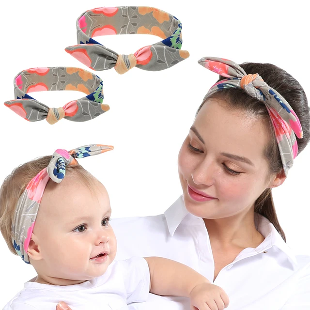 2PCS Newborn Baby Girls Rabbit Headband Soft Elastic Bow Knot Hair Band Set  gift