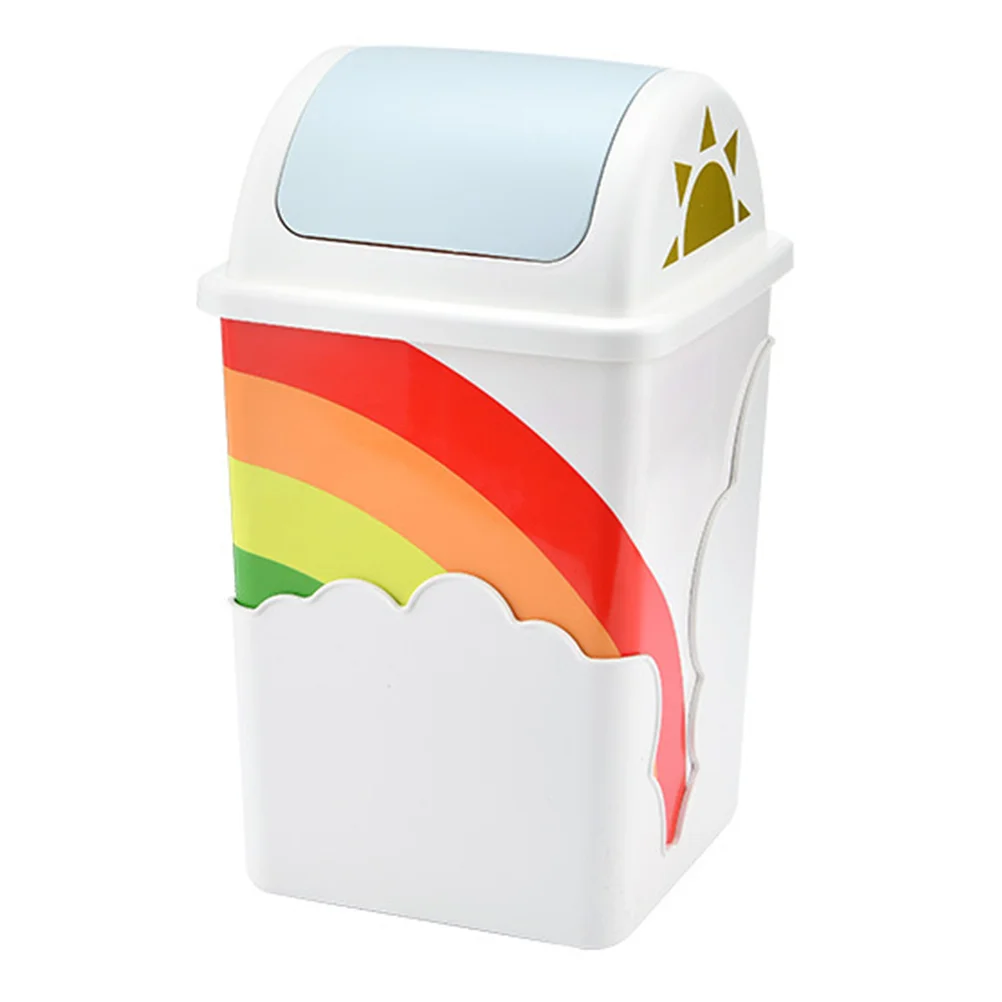

Can Trash Bin Kitchen Basket Waste Dust Tabletop Small Bathroom Decorative Press Container Garbage Wastebasket Slim Round