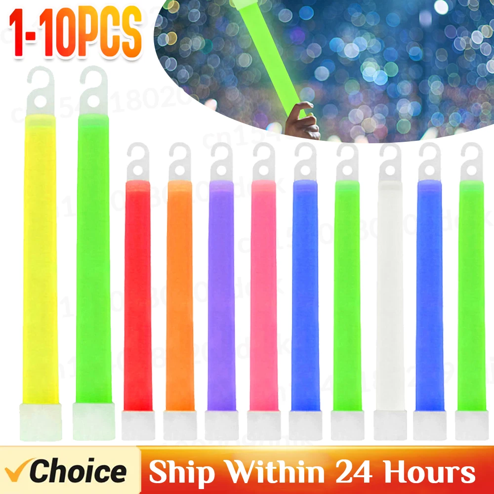 1-10pcs Military Glow Light Sticks Waterproof Concert Party Light Stick with Hook Camping Hiking Walking SOS Gear Survival Kits