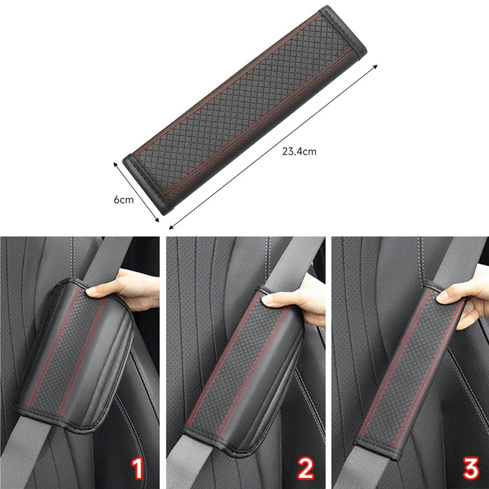 Seat Belt Covers PU Leather Embossed Car Seat Belt Shoulder Cover Pressure Reducing and Comfortable Car Accessories Seat Belt Protective Cover