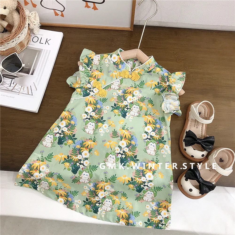 

Girls Cheongsam Dress Summer Dress New Little Girl Summer Dress Skirt Wind Kids Baby Girl Hanfu