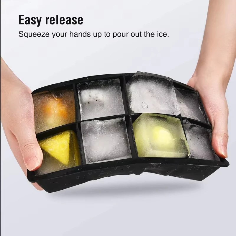 4/6/8/15 Grid Silicone Ice Cube Mold Big Square Ice Cube Tray Mold Ice Cube Maker Non-toxic Durable Bar Pub Wine Ice Block Maker