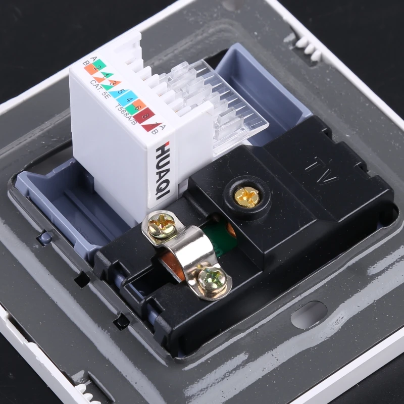 RJ45 Adapter+TV Antenna Coaxial Wall Mount Output Faceplate Panel Socket rj45 antenna socket