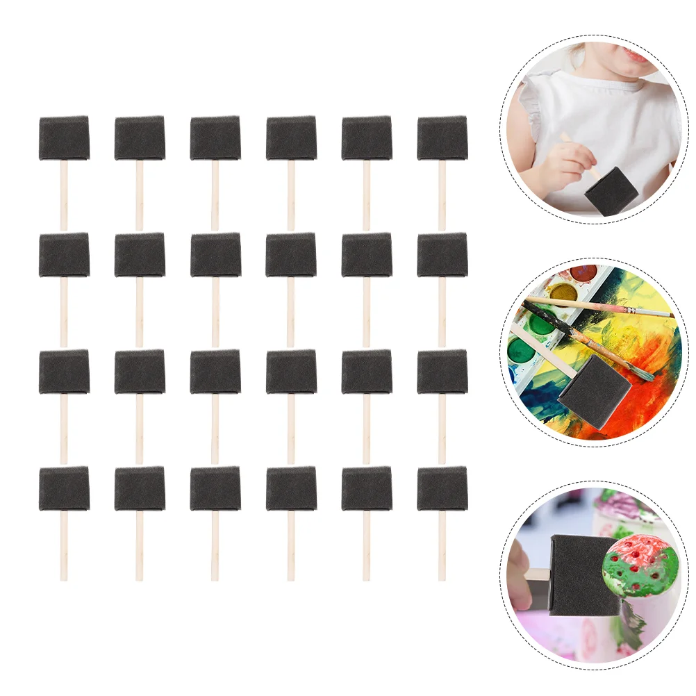 

24 Pcs Painting Sponge Brush Brushes Professional Wood Handle Graffiti for Handheld Easy Clean