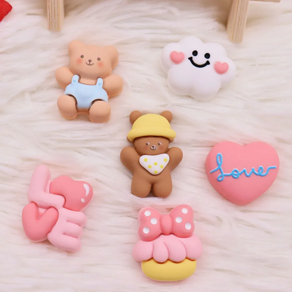 

6pcs Resin Children Love Cloud Garden Shoes Accessories Bear Shoe Decorations Fit Wristband Croc Jibz Charm