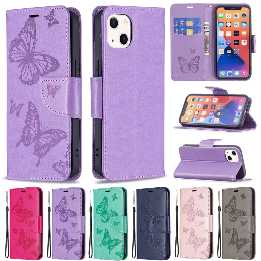 

Butterfly Flower Wallet Leather Case For iPhone 14 Pro Max 13 Pro Max 12 Pro Max 11 Pro Max SE 2022 X XR XS Max 8 7 6 6S Plus