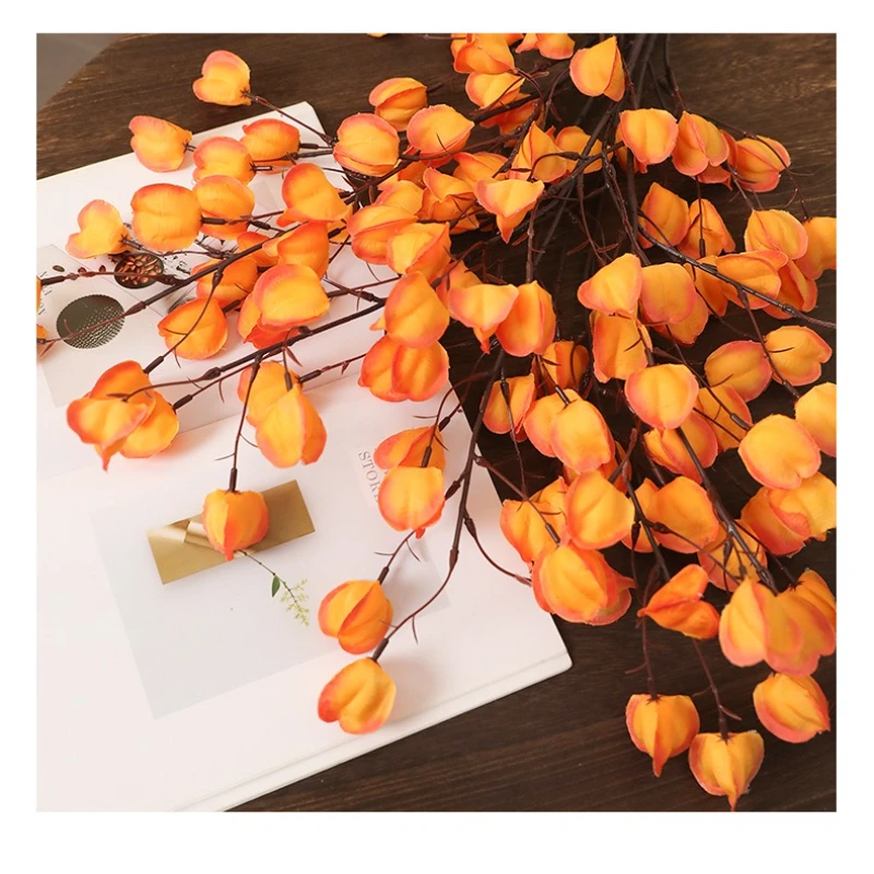3 stücke Künstliche Blumen 100 cm Seide Mädchen Obst Zweige Restaurant Dekoration Simulation Herbst Laterne Obst Grün Pflanzen