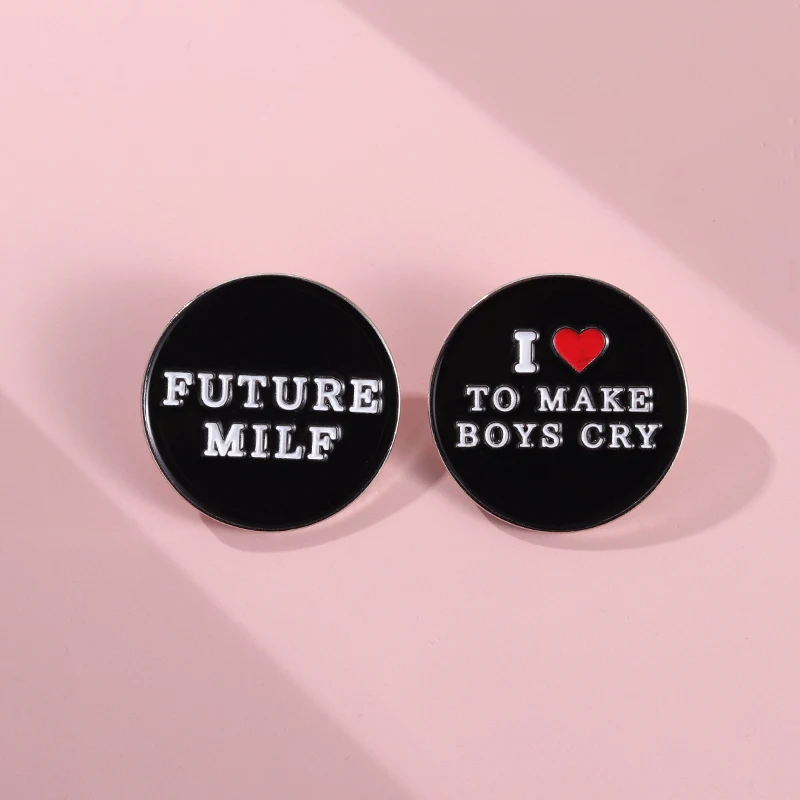 I Love To Make Boys Cry Enamel Pins I Love ME EMO BOY Lying Brooch Lapel  Badges Black Jewelry Gift for Friends