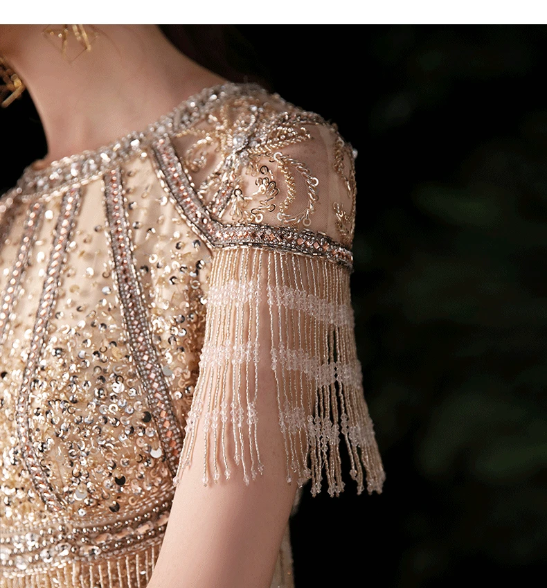 New Arrival 2022 Jewel Collar Delicate Beaded Mermaid Evening Dresses Custom made Long Gold Formal Long Gowns red evening dress