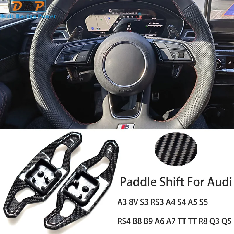 

Весло переключения передач из углеродного волокна для Audi A3 8V S3 RS3 A4 S4 A5 S5 RS4 B8 B9 A6 A7 TT R8 Q3 Q5, автомобильный удлинитель рулевого колеса