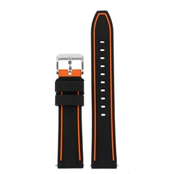 Dual-Tone Silicone Sport Strap with Quick Release 20mm - moonswatch (Black orange silver)