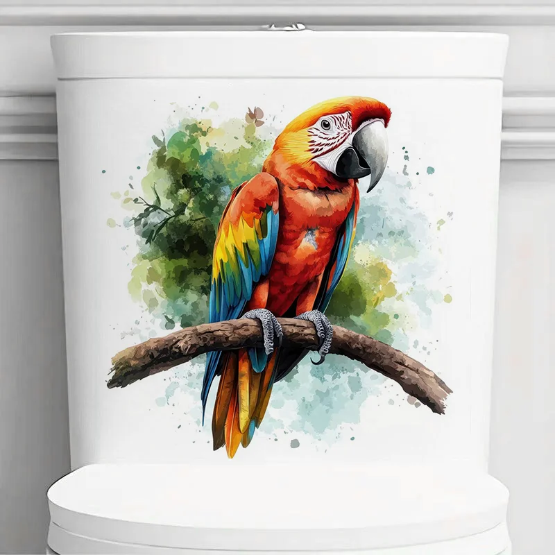 90601#Colored parrot Toilet Stickers Decoration for Living Room, Wall, Bedroom, and Home Decor Car Decals Self-Adhesive