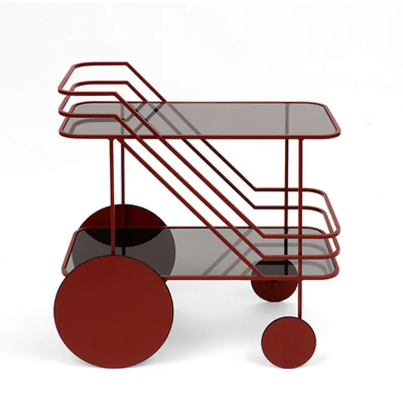 Light Luxury High-end Design Mobile Tea and Water Dining Cart Hand-pushed Gap Storage Rack Household Glass Trolley Rolling Cart