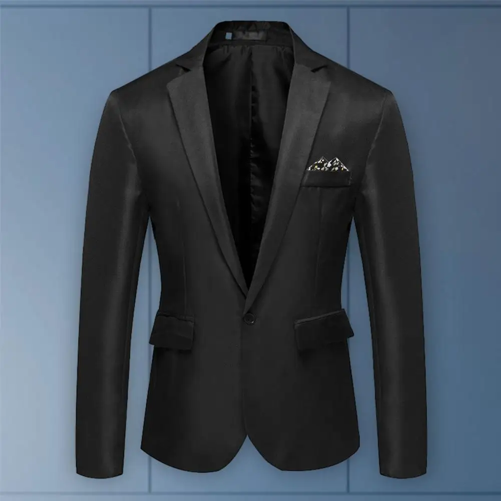 Unique Texture Elegant Men's Slim Fit Lapel Suit Coat with Pockets for Business Wedding Party Black White Stitching Spring Fall