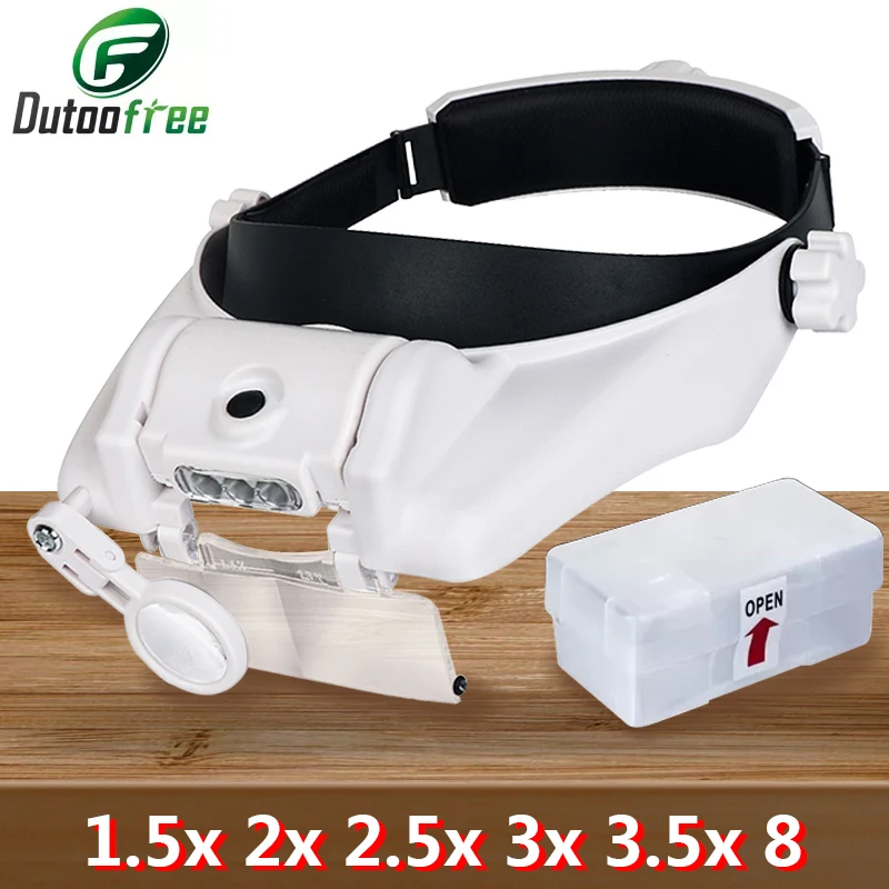 3LED Head-Mounted Illuminating Microscope Headband Repair LED Lamp ...