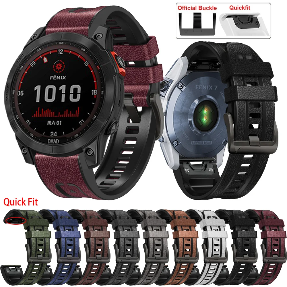 

Кожаный ремешок для Garmin Fenix 7X 7 6X 6 Pro/GPS 5 5X Plus 3 HR Band 22 мм 26 мм силиконовый браслет браслеты аксессуары