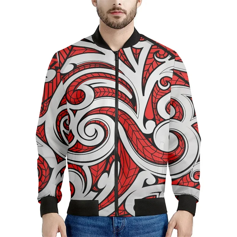 thumbnail image 1 of Chaqueta con cremallera maorí en blanco y negro para hombres y niños, sudadera de gran tamaño con estampado 3D, chaquetas bomber de manga larga para primavera y otoño, 1 of 5