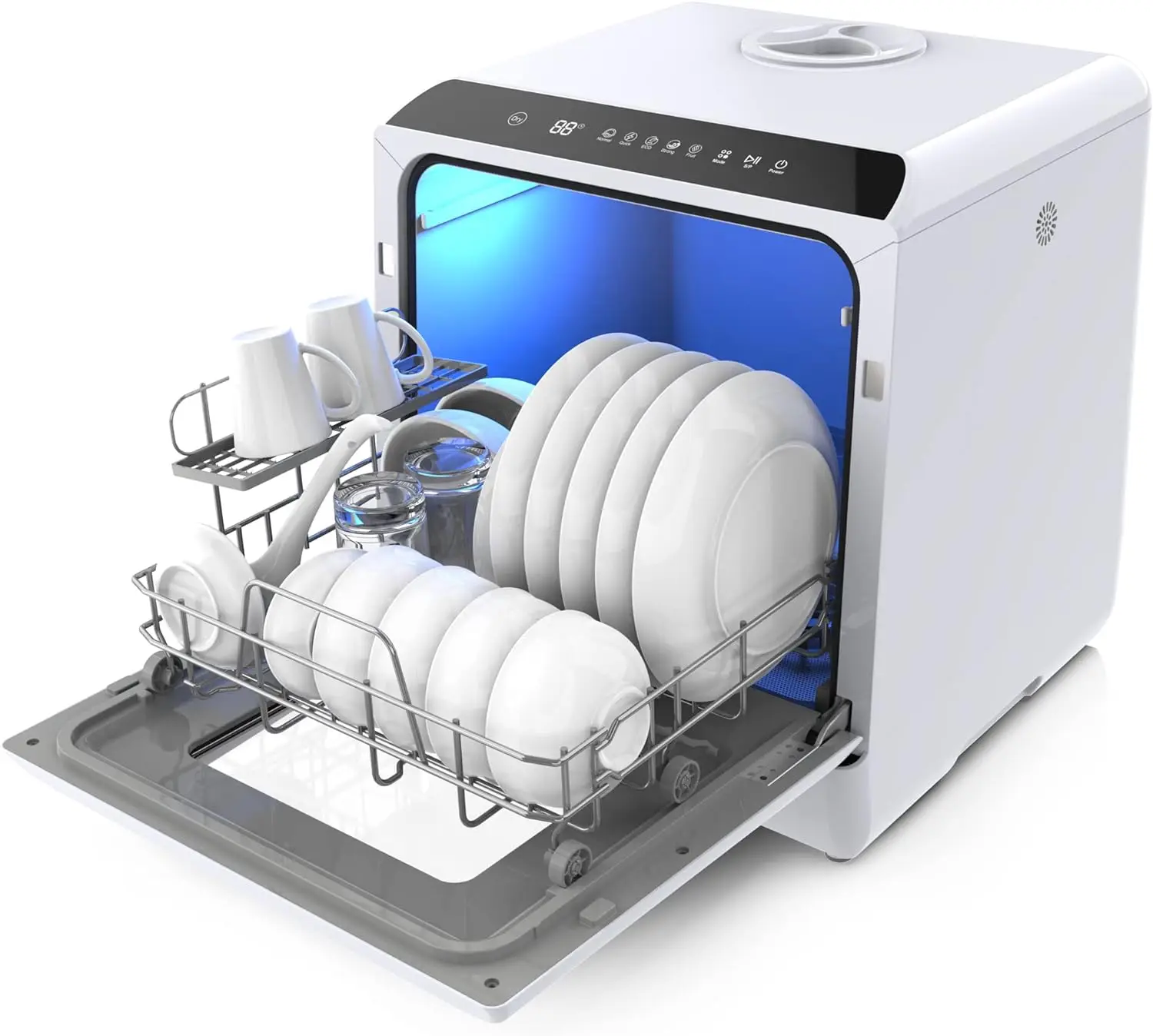 

Столешница для посудомоечной машины IAGREEA, мини-посудомоечная машина с 5 л встроенным резервуаром для воды и впускным шлангом, 6 программ, 360 °