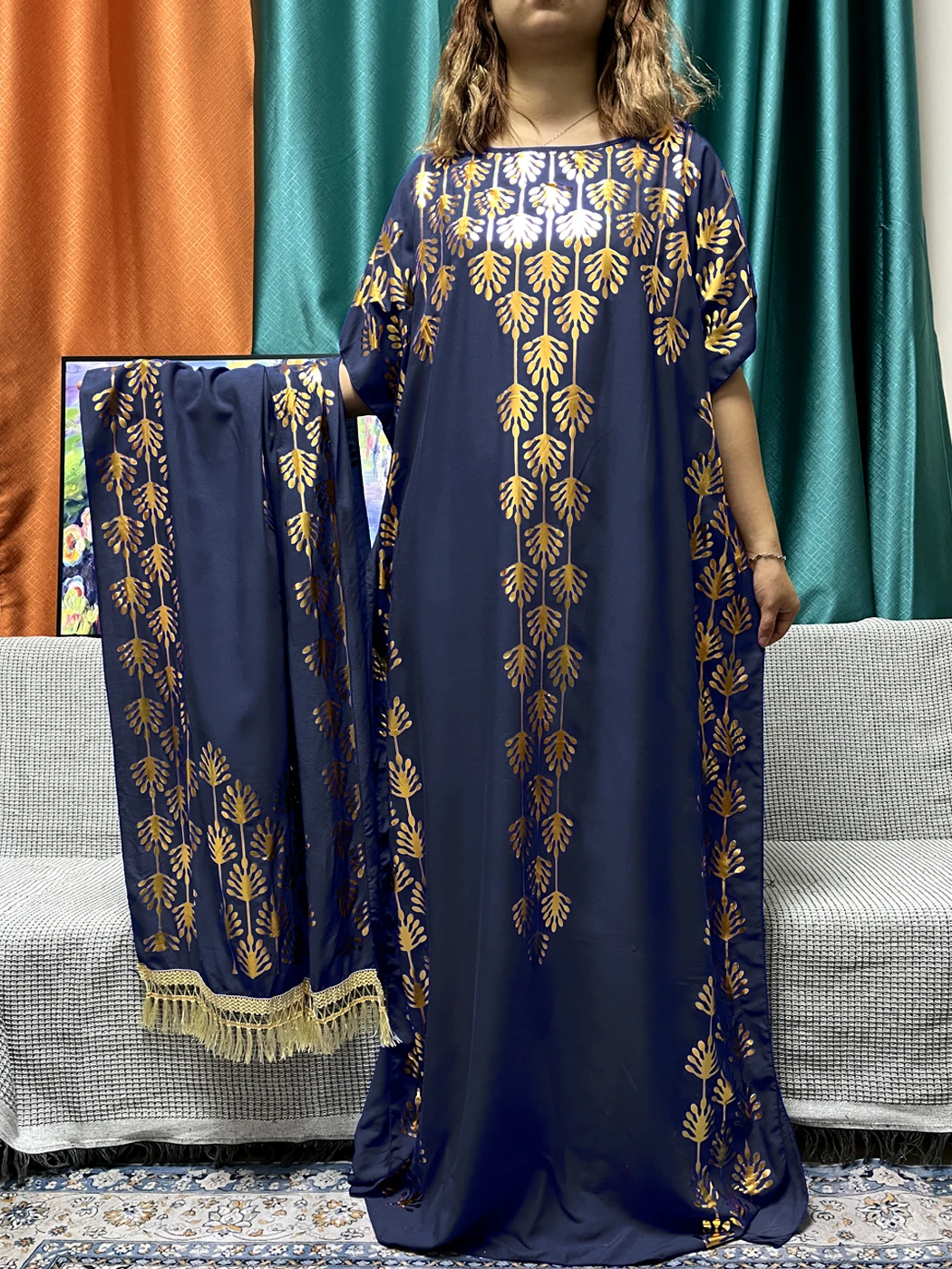 Muslim Abayas For Women Appliques Pure Color Loose Femme Robe Prayer Garment African Nigeria Dresses With 160x80cm Shawl Scarf