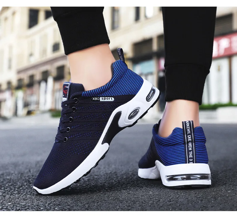 Original Navy Blue Mesh Sneakers Men's Breathable Trainers Man Casual Trekking Basketball Sports Shoes For Men Wedge Sneakers