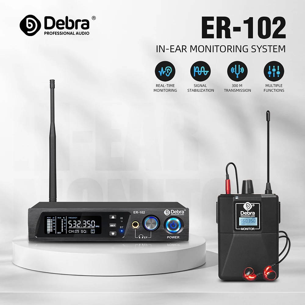 UHF IEM Wireless In-Ear Monitoring System ER-102 with bluetooth5.0 for Stage Per