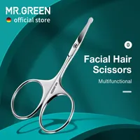 MR.GREEN Facial Hair Scissors Rounded Professional Stainless Steel Mustache Nose Hair Beard Eyebrows Eyelashes Trimming Clippers 1