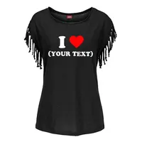 DIY Customize Your Text Couple New Fashion Women Women Tassel Casual T-shirt Women's Tees Short Sleeve O-neck Femme t shirt
